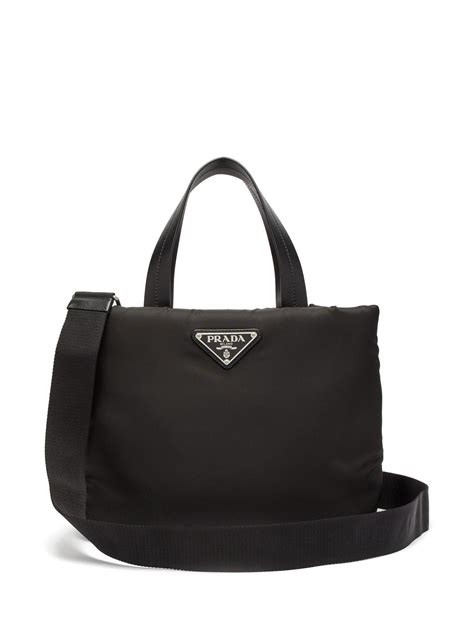 prada small nylon beaded tote bag black|Prada nylon small tote.